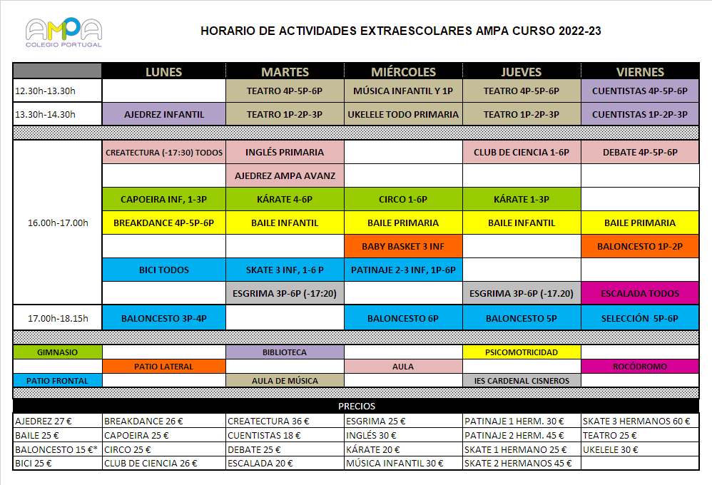 Extraescolares AMPA Portugal 22-23